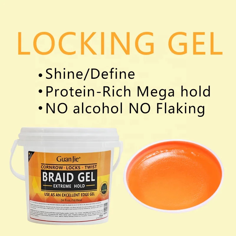Organic Natural Hair Gel for Braids Gel Edge Control Strong Hold Vegan Herbal Ingredients Flexible Non-Flaking Loc Twist Gel for