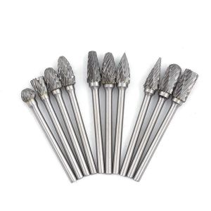 10PCS Tungsten Carbide Burr Set for 1/4 Inch Shank Diameter and Double Cut