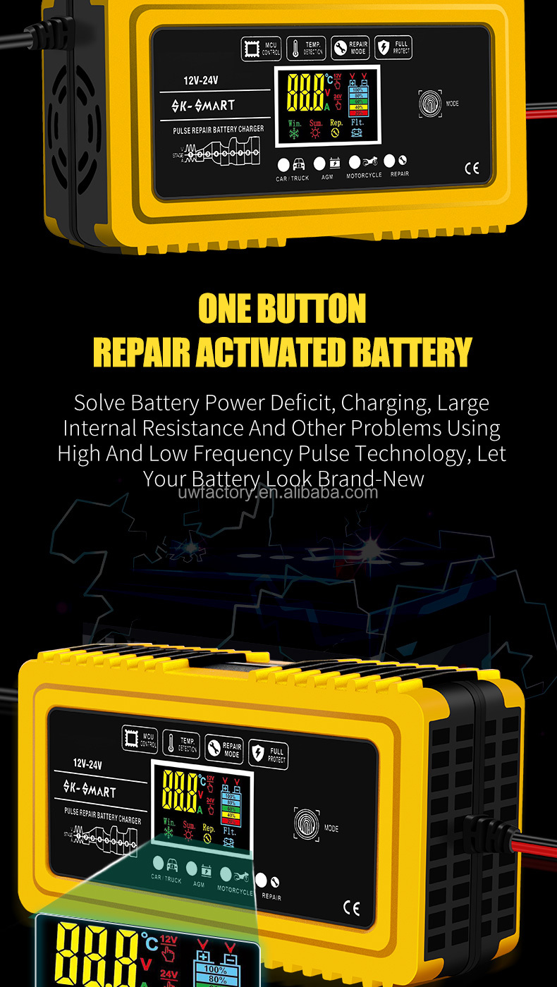 Low Tension Protection Automatic 12V20A 24V10A GEL AGM Lead Acid Battery Charger for Sweeper Golf Cart Forklift Motorcycle
