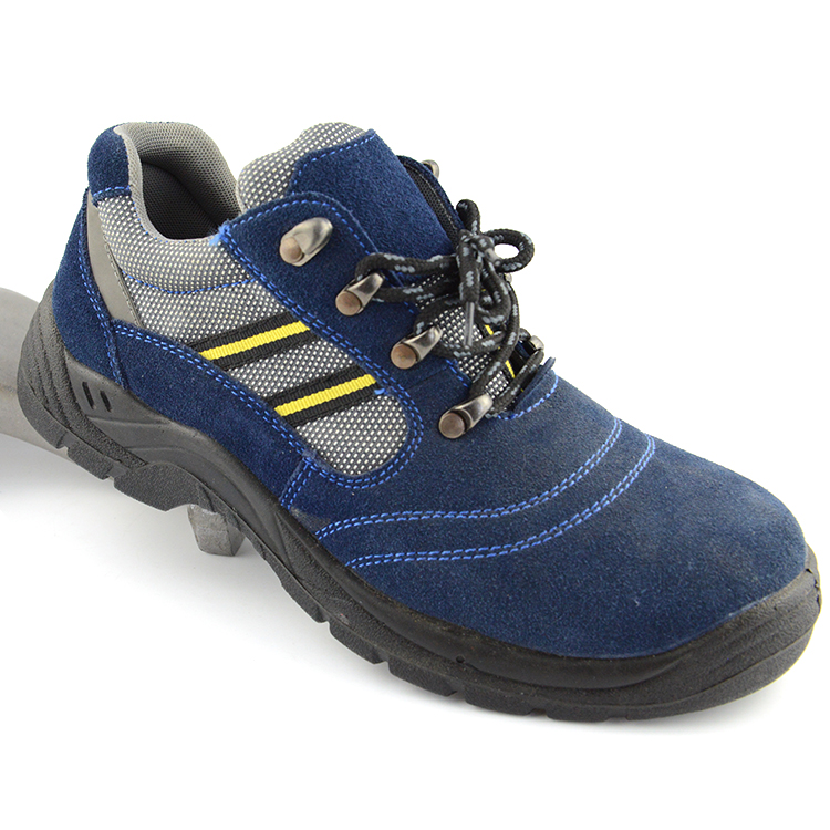 MJ-106 Genuine Buffalo Leather Work Safety Shoes with Rubber Midsole and Mesh Lining