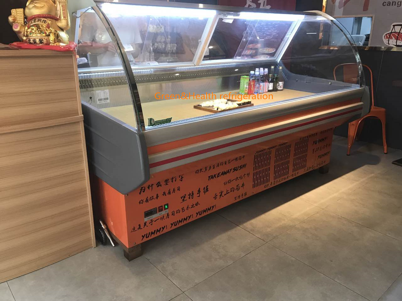 Refrigerated Fan Cooling Fresh Butcher Display Fridge With Wheels 220V