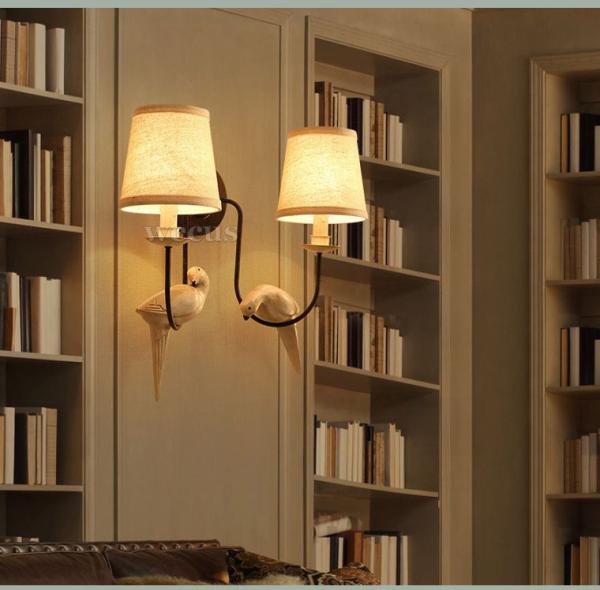 Retro loft wall lamp double heads bird light study office stair aisle living