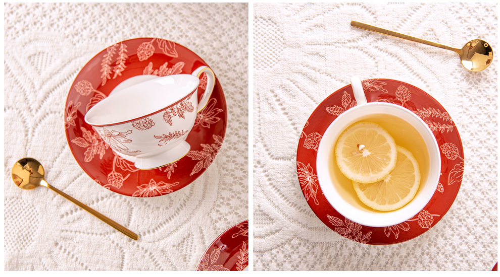 Vintage Design Style Luxury Porcelain Tea Cup And Saucer Set Sustainable Bone Gift
