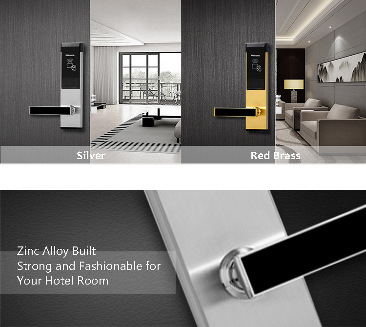 Custom Hotel Electronic Door Locks , Intelligent Rfid Card Door Lock
