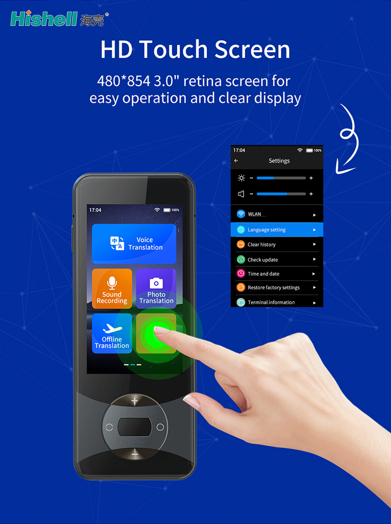 WiFi Hotpot Voice Translation Device , Multitouch Real Time Voice Language Translator