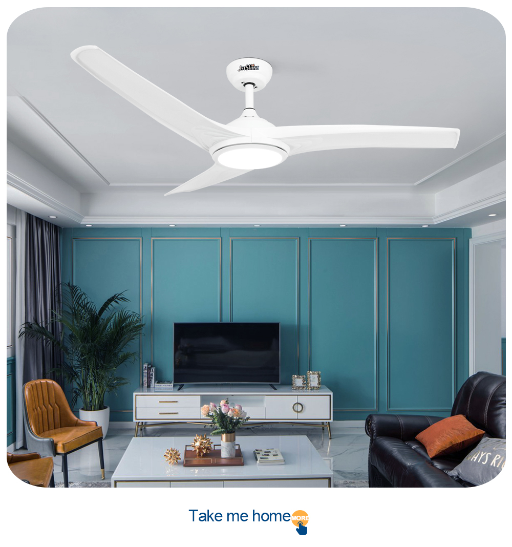 Home Office 52 Inches Ceiling Fan with LED Decorative Lighting and Remote Control Switch