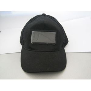 LED name badge and message display cap with 9 speed and brightness level