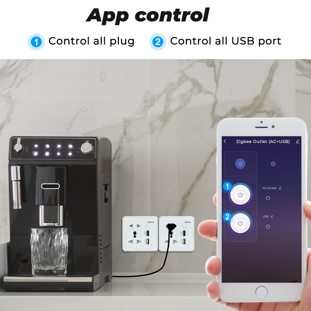 Zigbee Wall Smart Socket Tempered Glass Quick Fast Charger 3.0 Usb Charging Timing Google Home Alexa TuyaUS EU UK Plug