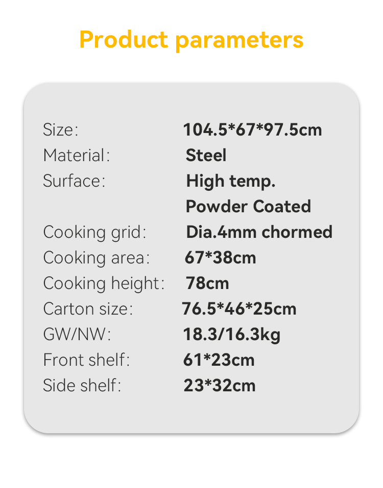 Easily Assembled 70.5*39.5*20 Portable Charcoal BBQ Grill Perfect for Outdoor Camping