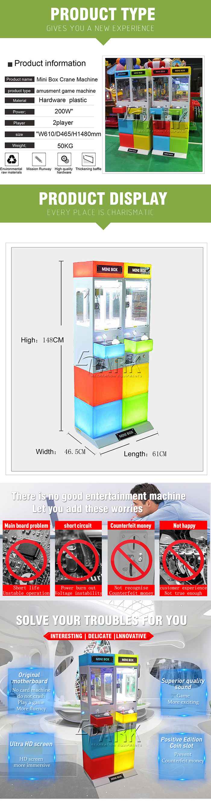 Gift Scratch Crane Claw Vending Machine / 1 Player Candy Grabber Machine