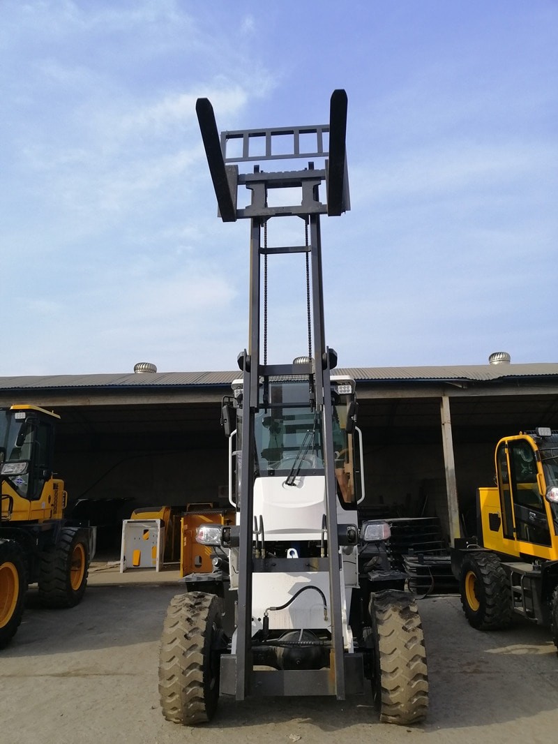 3.5ton 3m height rough terrain forklift with clamp barrel drum clamp forklift