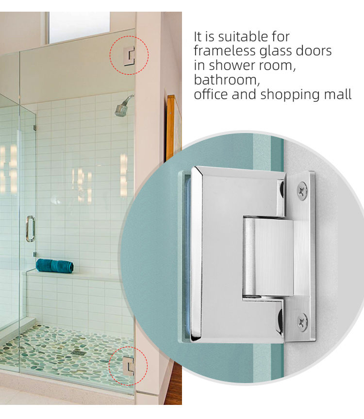 Open Style Hinge Glass Door Square Handle Kit for Whole Set Stainless Steel Shower