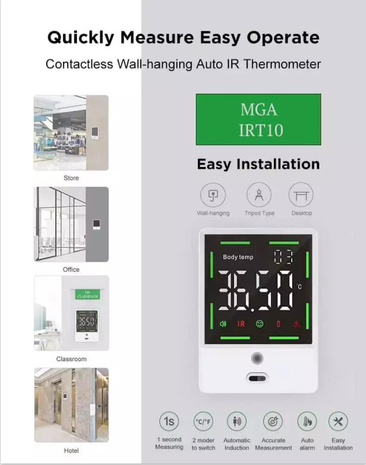 Non-Contact Digital Palm Arm Thermometer with LCD Display and Fever Alarm Function