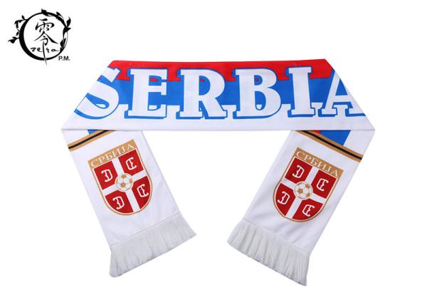 Warm Material Soccer Serbia Fringe Scarf, Woven Fleece World Cup Serbia Team
