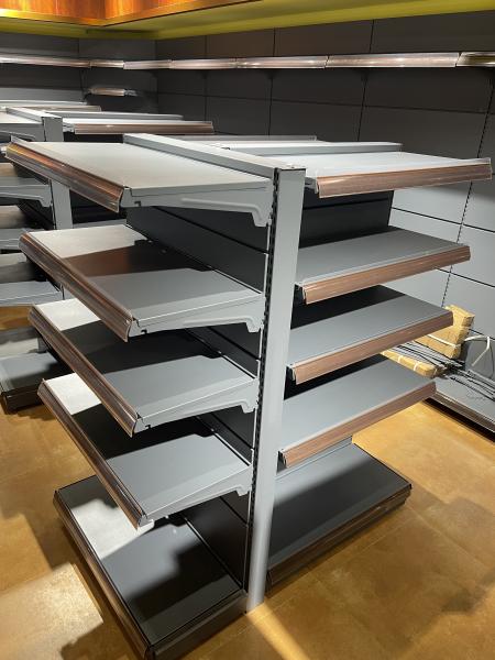 Multilayer Supermarket Convenience Store Product Display Steel Wood Shelf