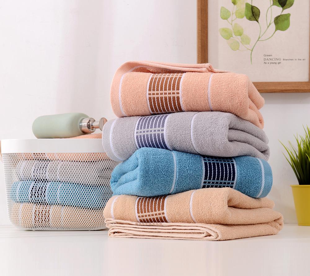 Revolutionize Your Bath Experience with Our 70*140cm Bath Towel in Solid Color Stripes