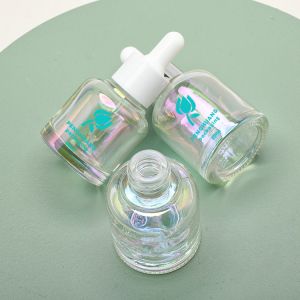 unique design 30ml serum bottle with silver dropper