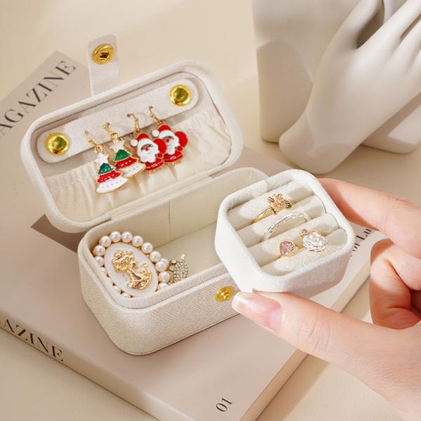 PU Leather Jewelry Storage Box Organizer For Rings Earrings And Lipstick In