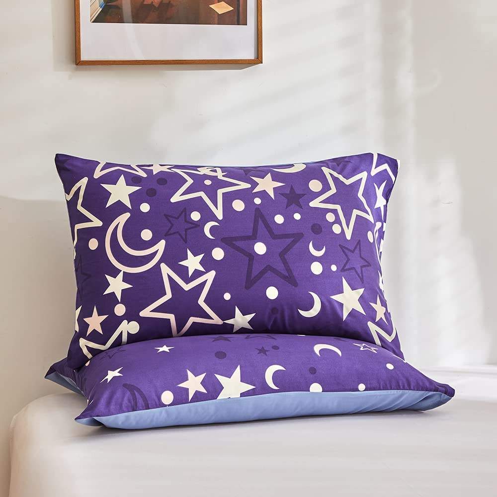 White Floral Bedding Sets for Kids Boys Girls Twin 2 PCs Glow in The Dark Duvet Cover