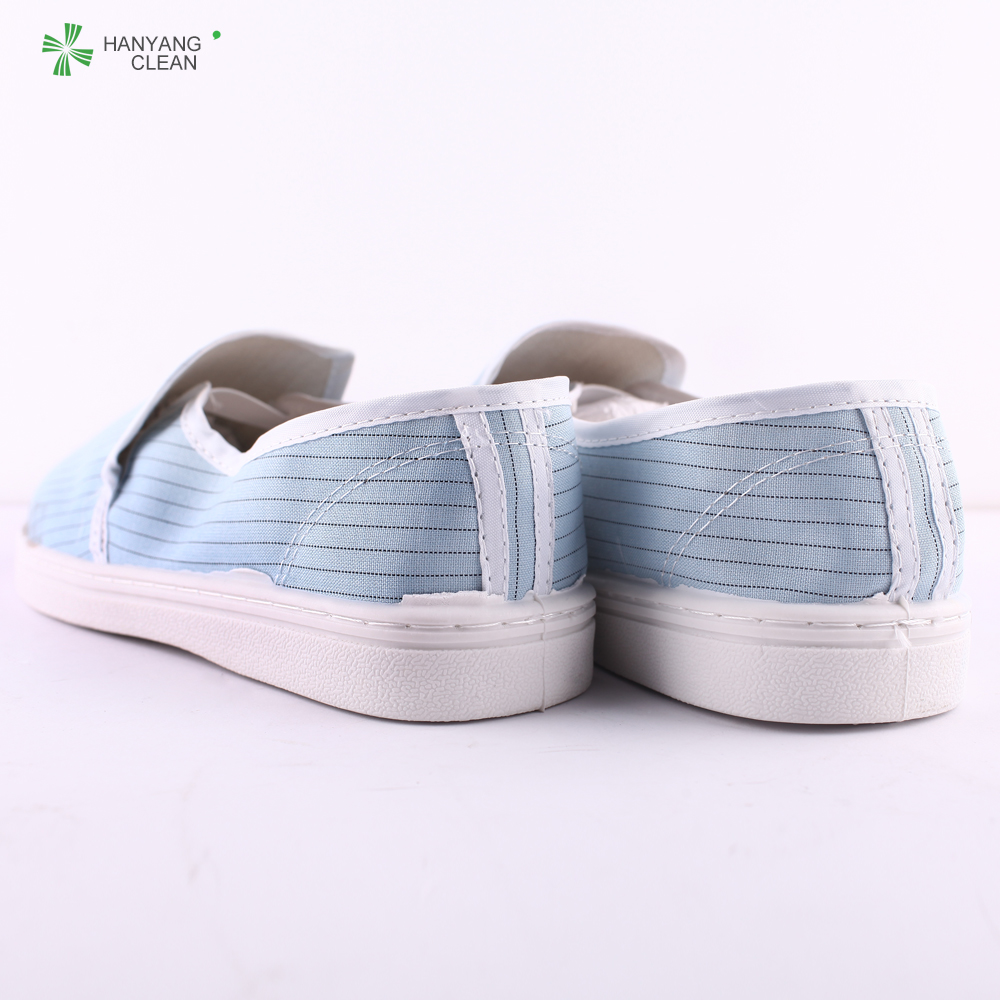 Pharmaceutical factory cleanroom stripe canvas PVC sole shoe breathable esd antistatic shoes