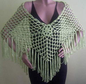 Womens Tassel Hollow Long Handmade Crochet Ponchos Wool Grandrelle Yarn Poncho Female