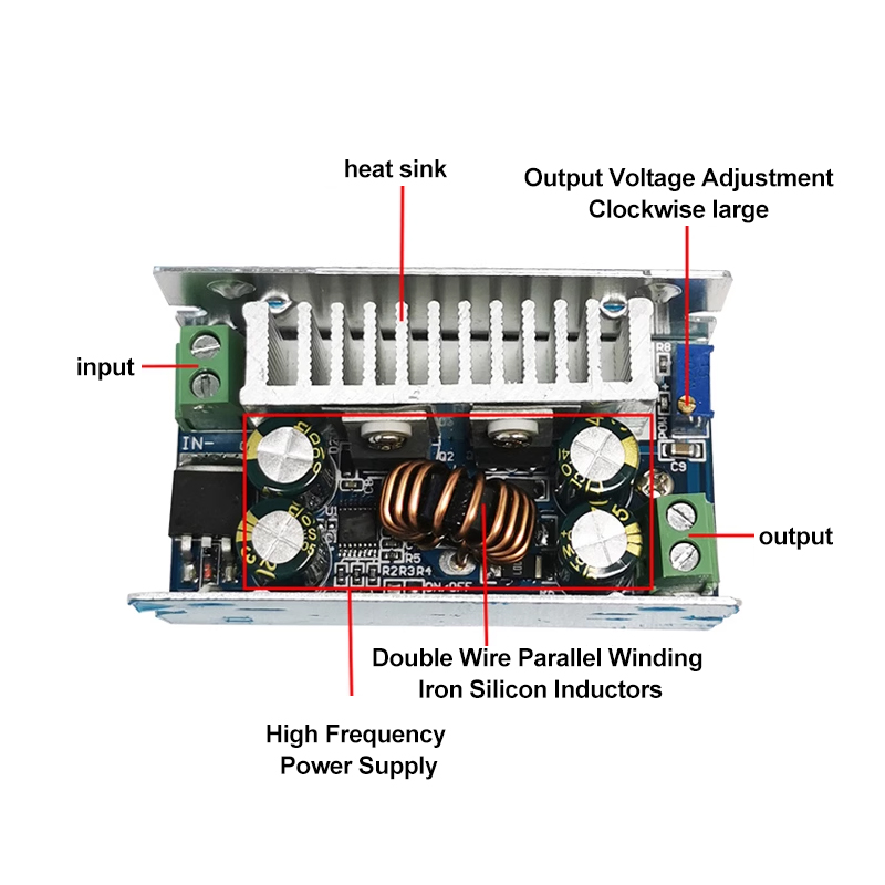 200W DC-DC Buck Module 15A Step-Down Converter 8-55V to 1-36V with Standard Mounting
