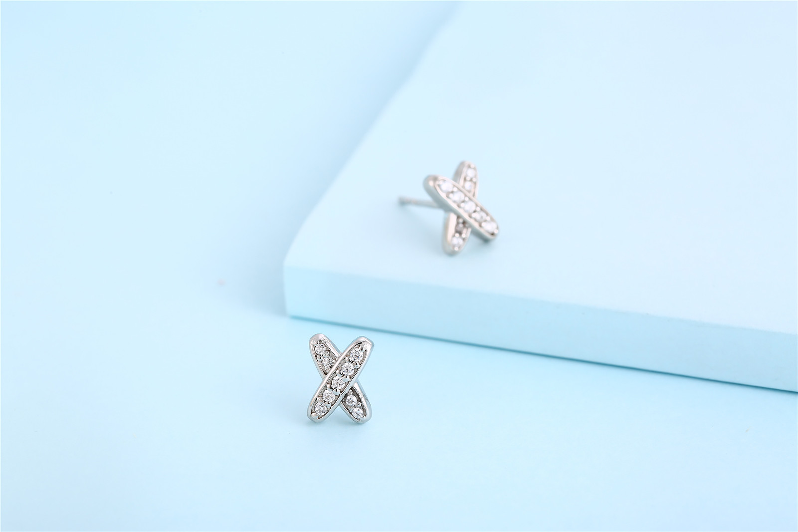 X Shape 925 Moissanite Stud Earrings Sterling Silver Jewelry