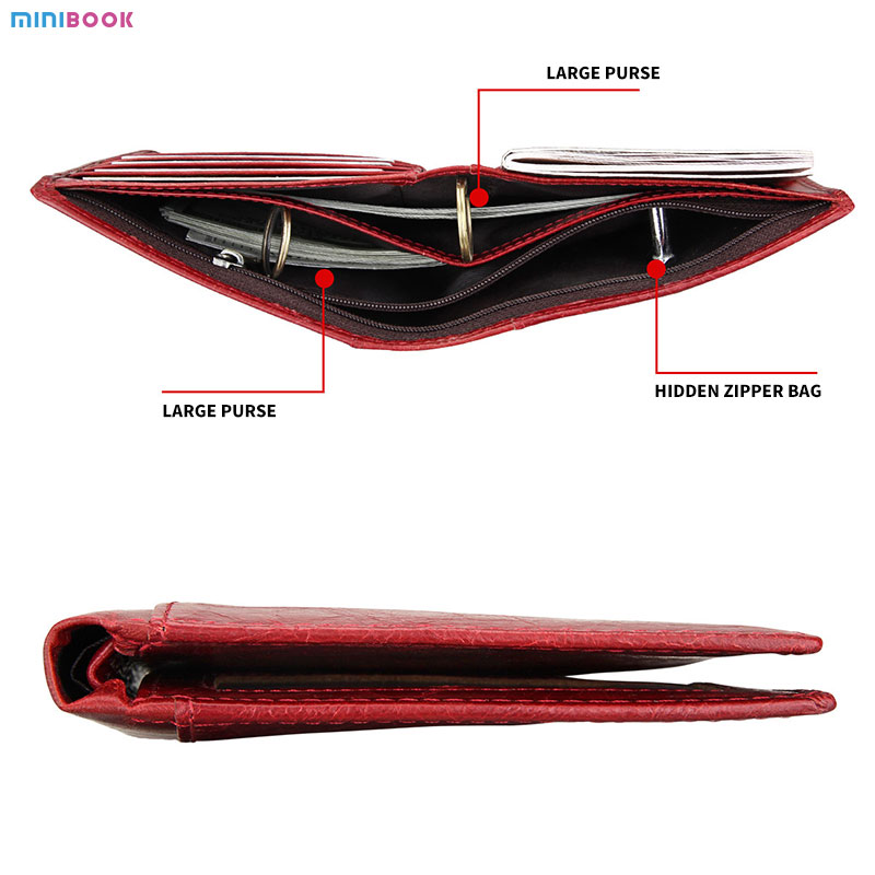 Vintage Style Rfid Blocking Genuine Leather Purses For Multi-Functional Money Purses