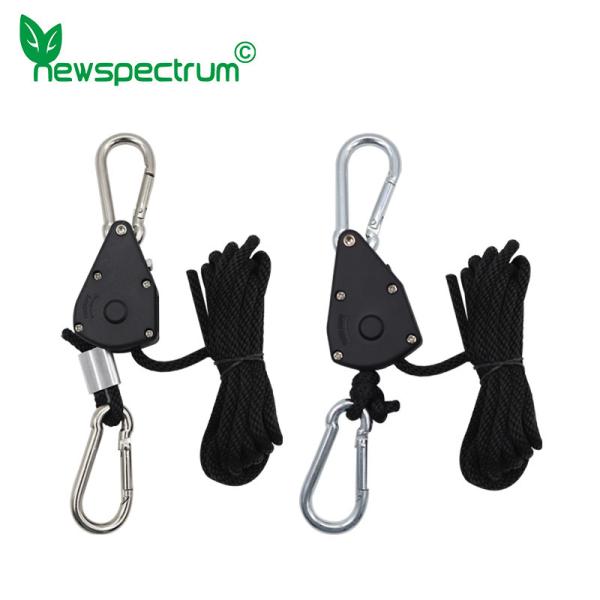 Black Adjustable Grow Light Metal Rope Ratchet Pulley For Greenhouse Indoor