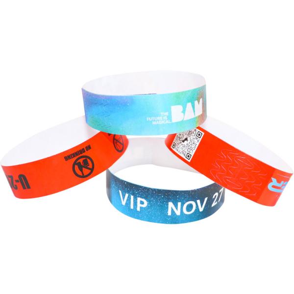 Water Resistant Personalised Tyvek Wristbands , Adjustable Printable Event