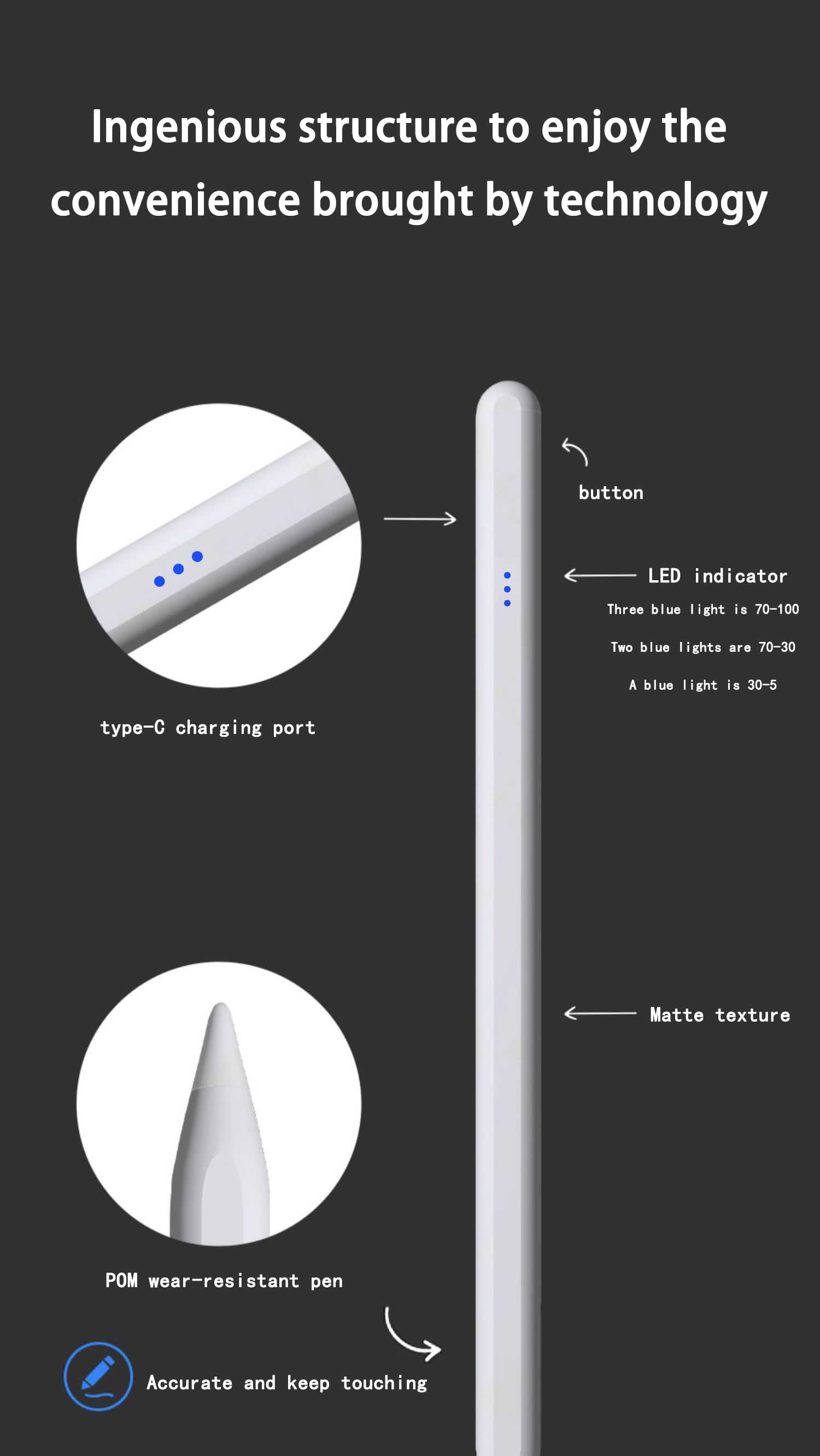 Touch Screen Ballpoint Stylus Pen Tablet Pencil For Drawing Of Apple Ipad