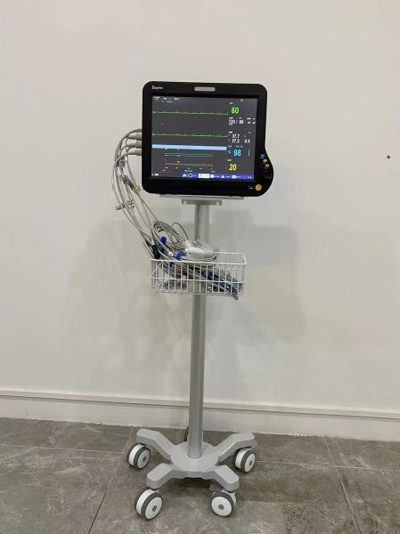 800-1020mm Cardiac Patient Monitor Trolley with 3 Inch Silent Wheels