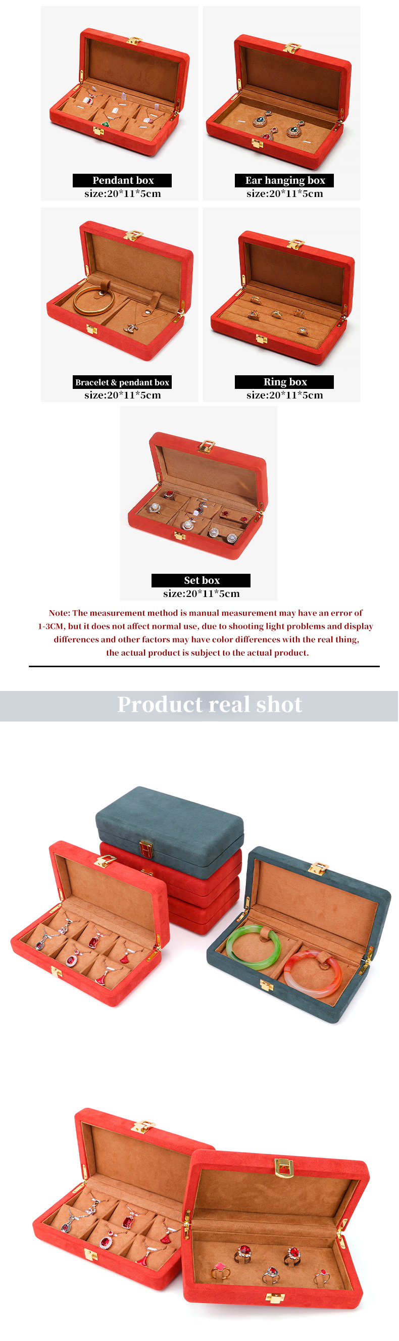 Custom Orange Microfiber Leather Jewelry Box for Stud Bracelet and Ring 19.5*11*5cm