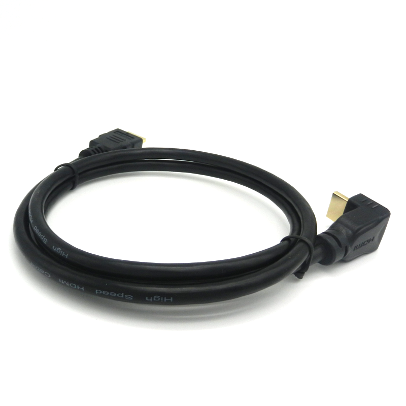 90 Degree Angled Gold Connector 2.0V 4K 60Hz HDMI Cable 1.5m For Multimedia