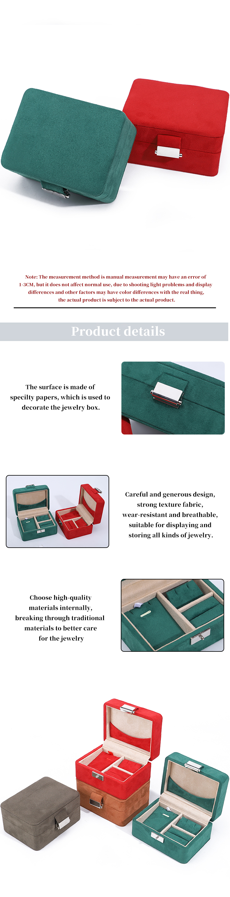 Handmade Custom Logo Velvet Jewelry Box for Travel Necklace and Ring Storage