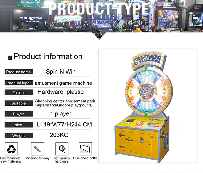 Spin N Win Arcade Amusement Lottery Ticket Game Machine