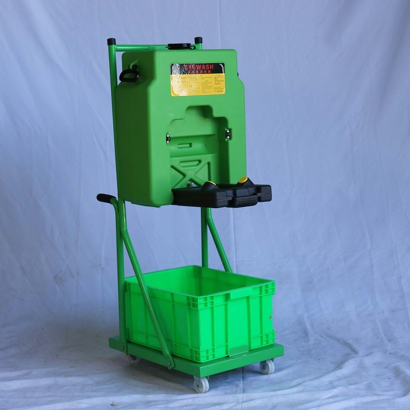 14gallon Green Trolley portable eyewash emergency eyewash 53L ABS portable eye wash station, plastic emergency eye wash
