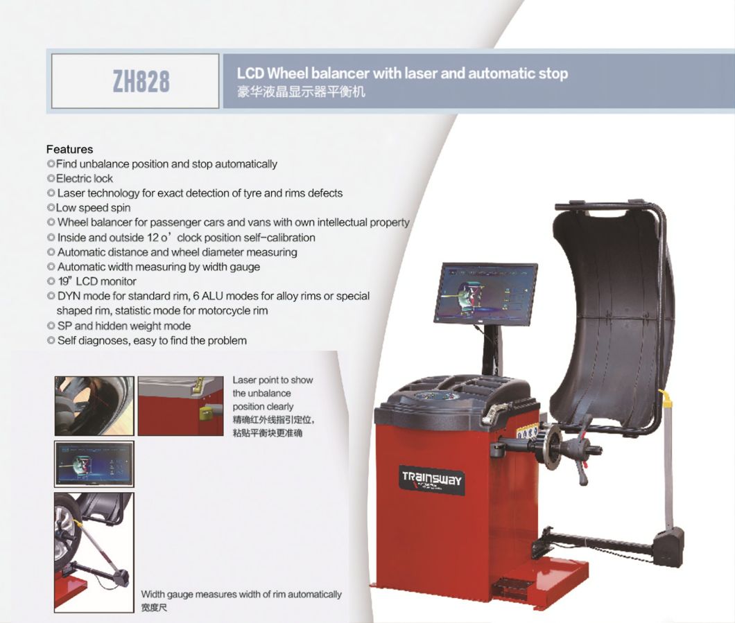 Garage Equipment Tire Balacing Machine Self-Calibrating 3D Computer Wheel Balancer with Monitor and Laser Technology Trainsway