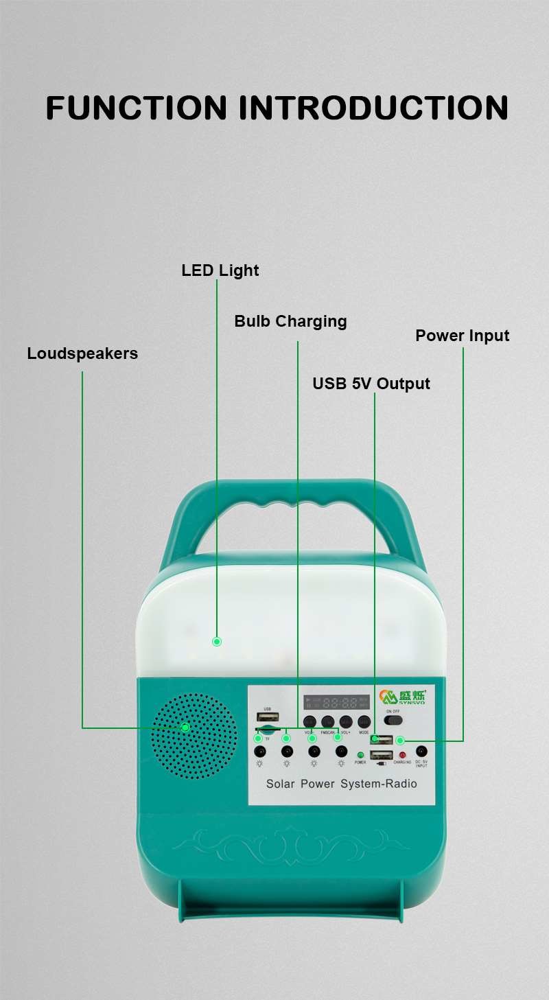 Outdoor Portable Solar Panel Power System USB Charging Generator With LED Bulbs