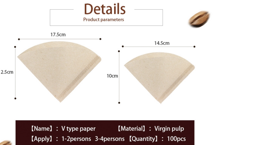 Wood Pulp Cone Coffee Filters Natural Unbleached Gravure Printing