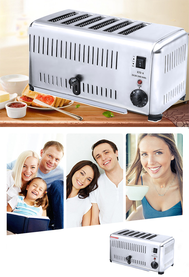 4 Slices Bread Toaster Bakery Processing Equipment Removable Crumb Tray For Easy Cleaning