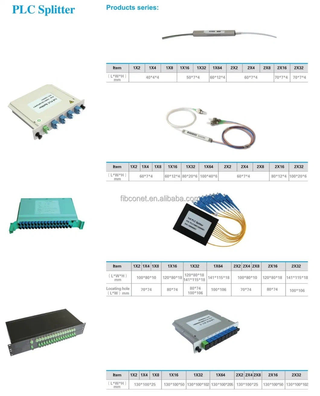 2 Core Mini 1X2 1X16 PLC Fiber Splitter in SC/FC/LC/ST APC UPC Mini UPC Fiber Plc Splitter