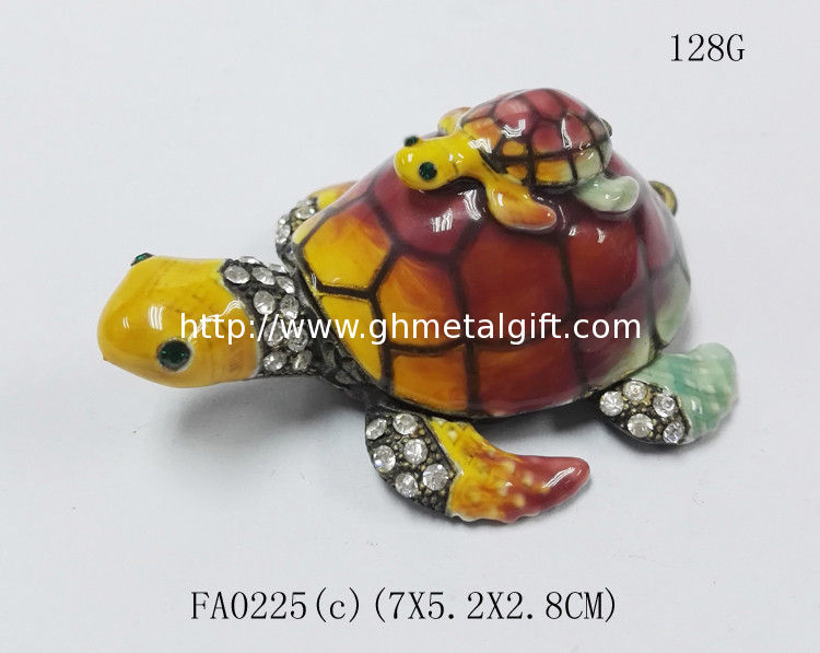 Mum & Baby Turtle metal trinket box turtle enamel metal jewelry box
