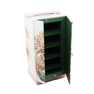 China Custom Personalized Design Elegant Double Open Door Luxury Gift Packing Box with Leather Handle on sale