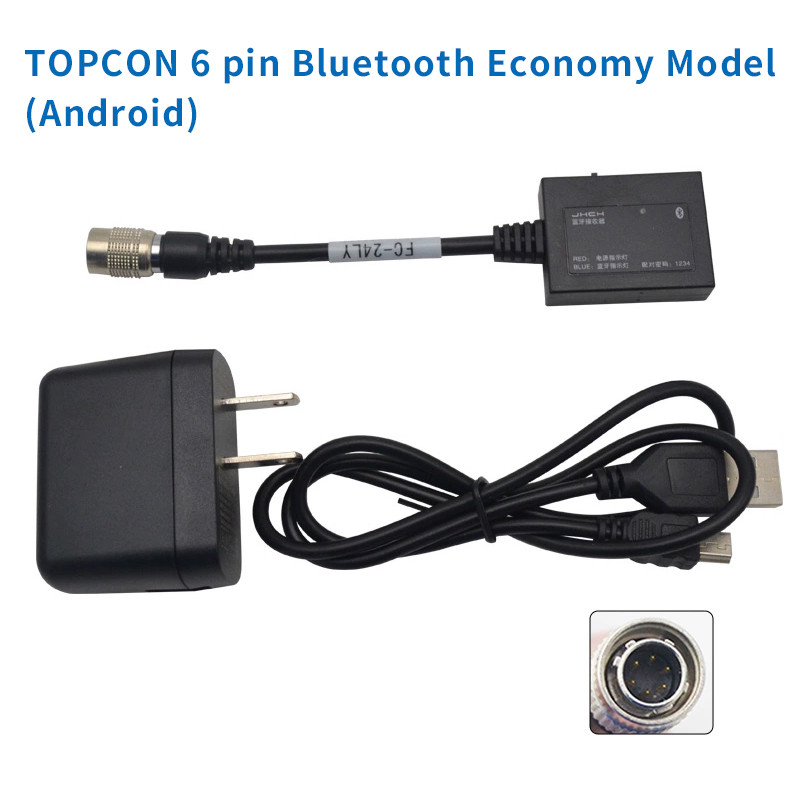 Bluetooth Adapter for TOP CON Total Station 6 Pin 6 Hole with Charger and cable Android and iOS Systems