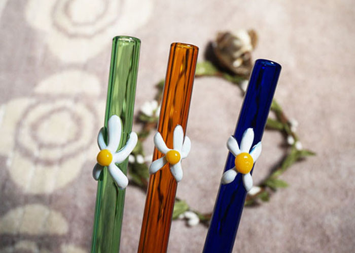 Eco Friendly Glass Drinking Straws , Clear Decorative Glass Straws
