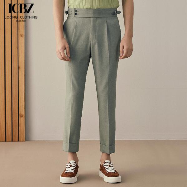 Customized Designs Naples Italian Men's Trousers Waisted and White Drapey Paris
