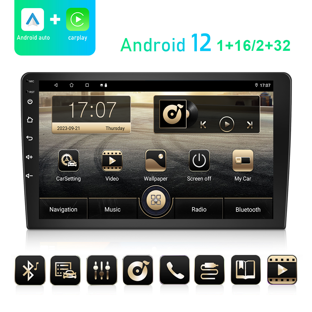 Wireless/Wired Carplay Android Auto Bluetooth FM Mirror Link Car Stereo 4 Core CPU 9" Screen Size MP5 Radio