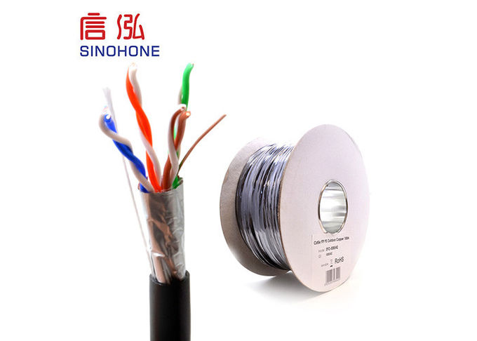 FTP 24 AWG Shielded CAT5E Cable PVC Jacket With RJ45 Connector