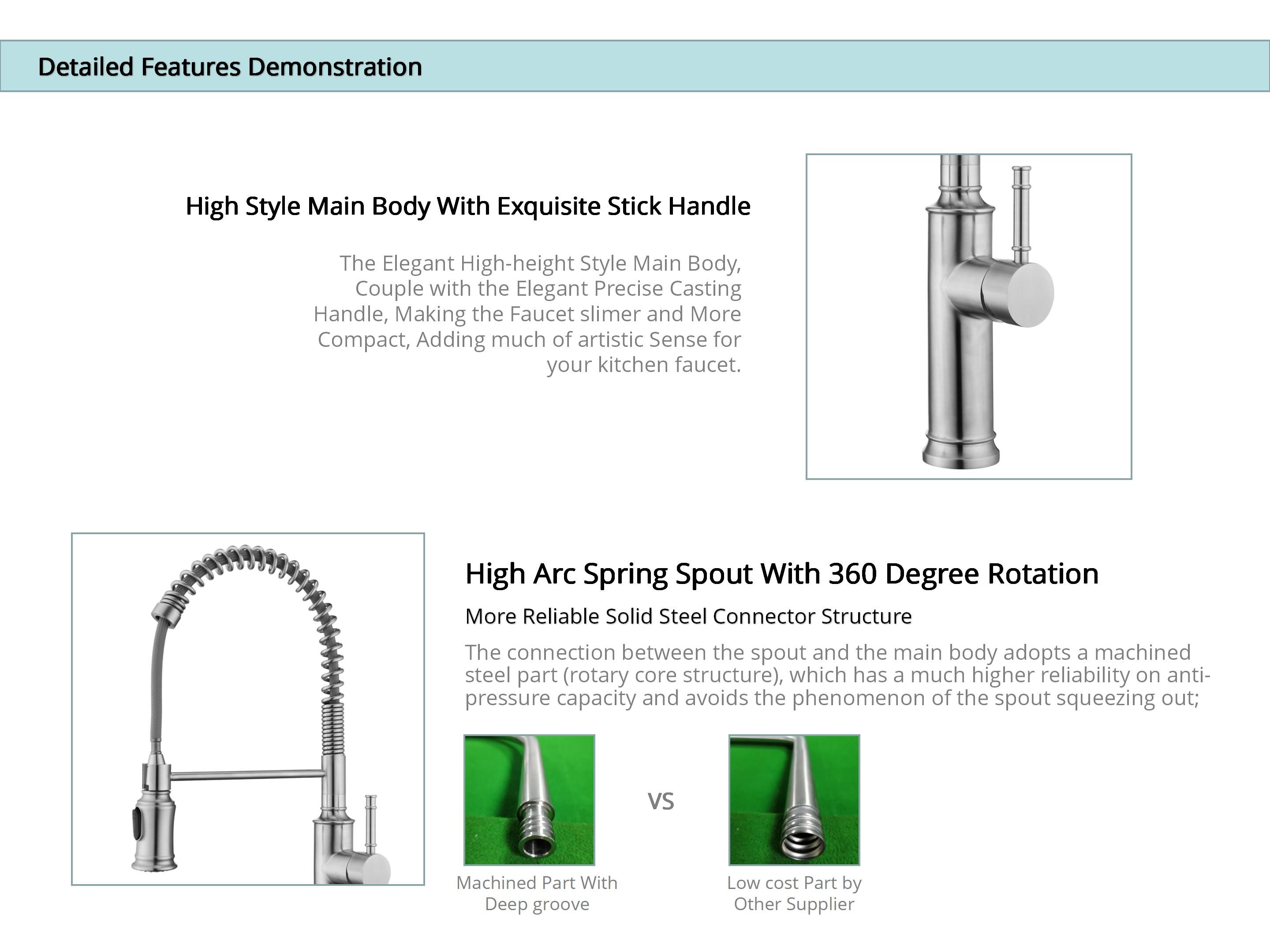 Retractable Single Kitchen Mixer Tap IPX5 Brushed Nickel Kitchen Tap Pull Out